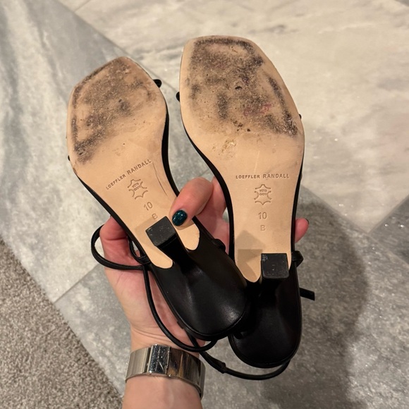 LOEFFLER RANDALL triana 70mm strappy mid heel sandal with silver ball black 10 - Picture 10 of 11